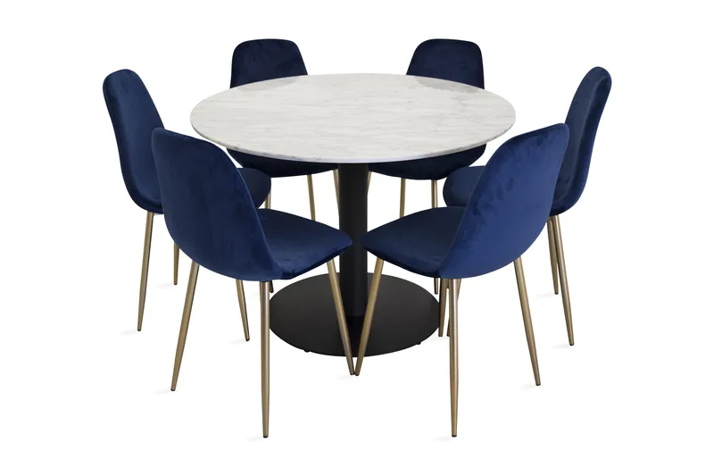 Ruokailuryhmä Netanya 106 cm Pyöreä Marmori 6 Luisa tuolia, undefined
