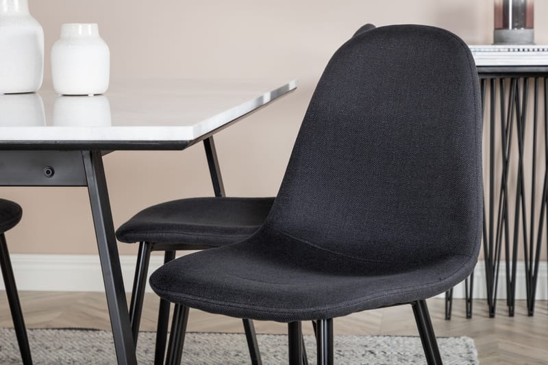 Ruokailuryhmä Netanya 140 cm 4 Yegua tuolia - Marmori/Valkoinen/Musta - Huonekalut - Pöytä & ruokailuryhmä - Ruokailuryhmä