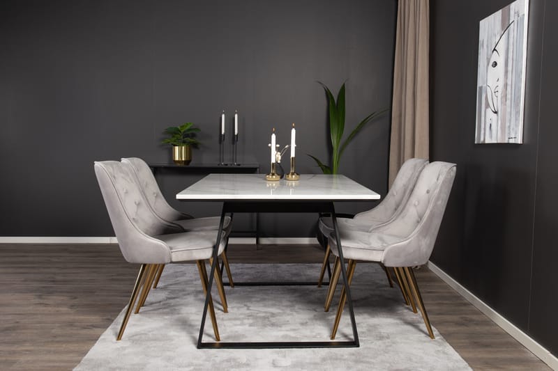 Ruokailuryhmä Netanya 4 Chantor Lyx Samettituolia - Huonekalut - Pöytä & ruokailuryhmä - Ruokailuryhmä