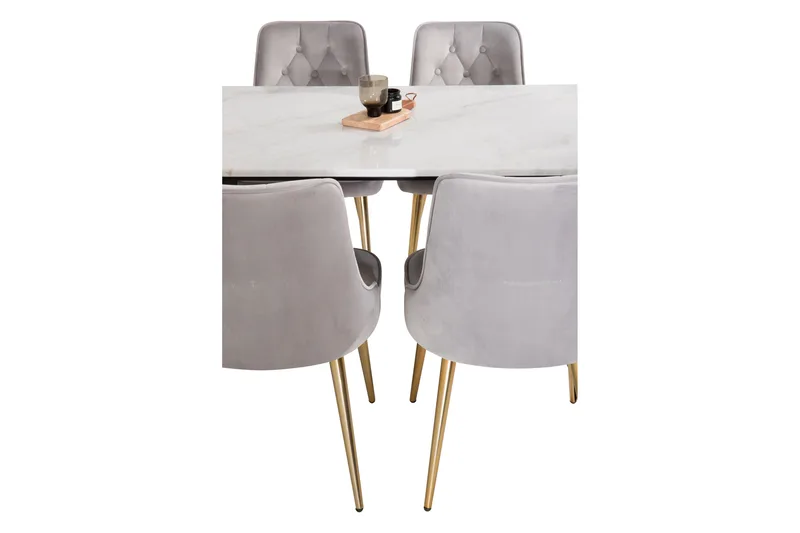 Ruokailuryhmä Netanya 4 Chantor Lyx Samettituolia - Huonekalut - Pöytä & ruokailuryhmä - Ruokailuryhmä