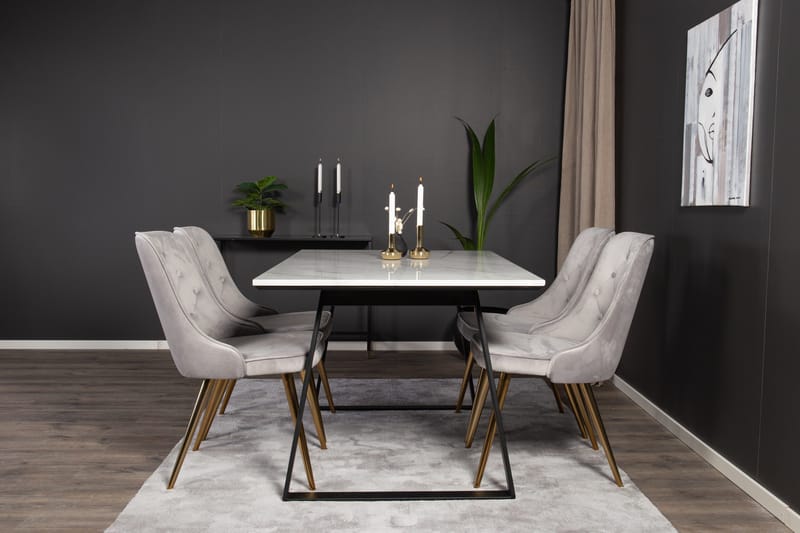 Ruokailuryhmä Netanya 4 Chantor Lyx Samettituolia - Huonekalut - Pöytä & ruokailuryhmä - Ruokailuryhmä