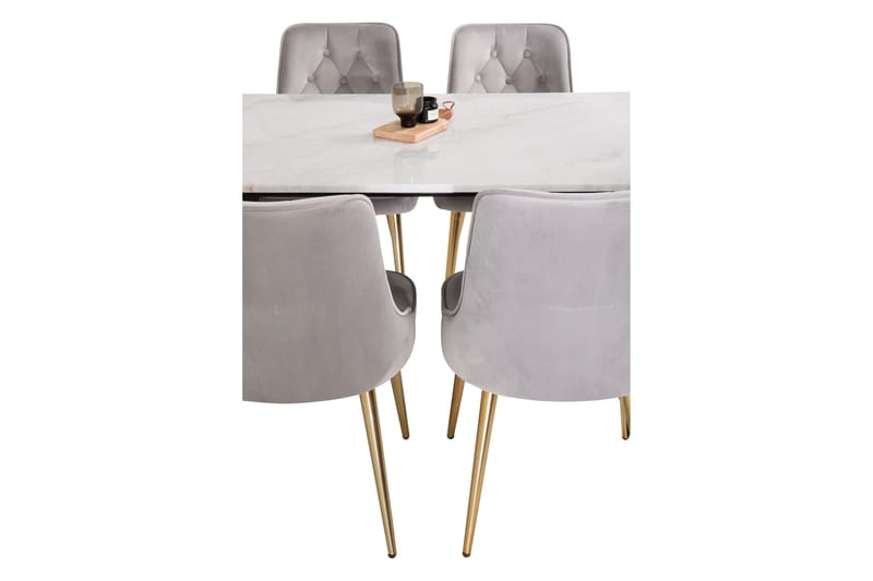 Ruokailuryhmä Netanya 4 Chantor Lyx Samettituolia - Huonekalut - Pöytä & ruokailuryhmä - Ruokailuryhmä
