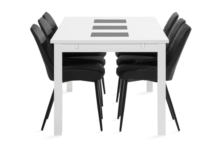 Ruokailuryhmä Octavia 180 cm Jatkettava 6 Allavare tuolia - Musta/Valkoinen - Ruokailuryhmä