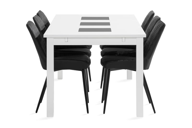 Ruokailuryhmä Octavia 180 cm Jatkettava 6 Allavare tuolia - Musta/Valkoinen - Huonekalut - Pöytä & ruokailuryhmä - Ruokailuryhmä