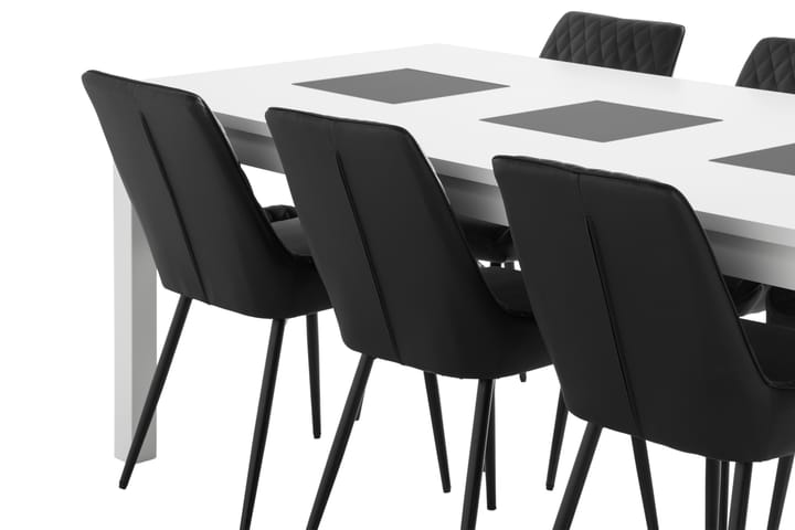 Ruokailuryhmä Octavia 180 cm Jatkettava 6 Allavare tuolia - Musta/Valkoinen - Ruokailuryhmä