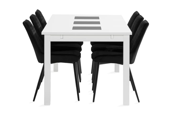 Ruokailuryhmä Octavia 180 cm Jatkettava 6 Allavare tuolia - Valkoinen/Musta - Ruokailuryhmä