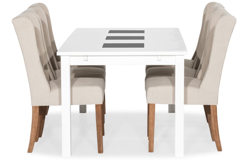 Ruokailuryhmä Octavia 180 cm Jatkettava 6 Isolde tuolia - Vintage Jalava/Beige - Huonekalut - Pöytä & ruokailuryhmä - Ruokailuryhmä