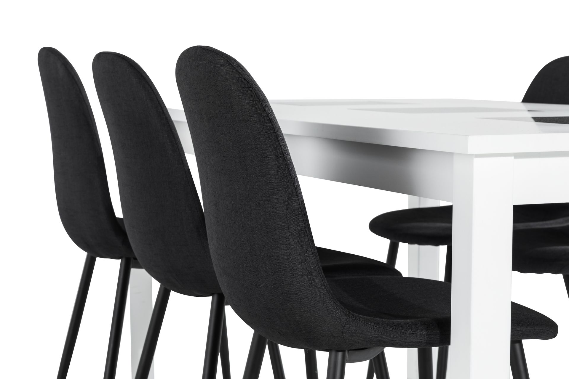 Ruokailuryhmä Octavia 180 cm Jatkettava 6 Naira tuolia - Valkoinen/Musta - Huonekalut - Pöytä & ruokailuryhmä - Ruokailuryhmä