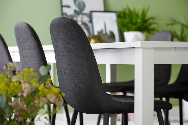 Ruokailuryhmä Octavia 180 cm Jatkettava 6 Naira tuolia - Valkoinen/Musta - Huonekalut - Pöytä & ruokailuryhmä - Ruokailuryhmä