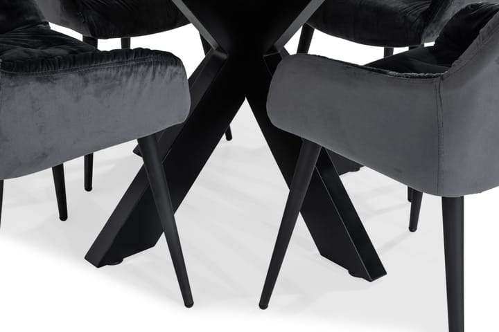 Ruokailuryhmä Redex Pyöreä 120 cm 4 Khloe tuolia Sametti - Ruokailuryhmä