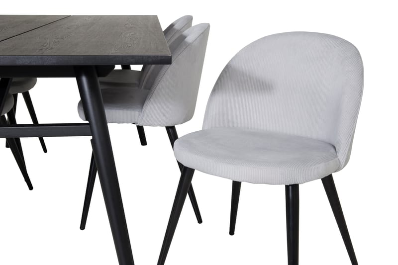 Ruokailuryhmä Sediza 195 cm 6 Luisa vakosamettituolia - Musta/Harmaa - Huonekalut - Pöytä & ruokailuryhmä - Ruokailuryhmä