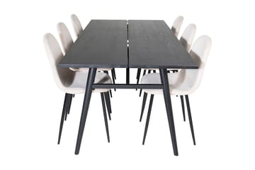 Ruokailuryhmä Sediza 195 cm 6 Tommy tuolia - Musta/Beige - Huonekalut - Pöytä & ruokailuryhmä - Ruokailuryhmä