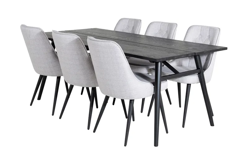 Ruokailuryhmä Sediza Jatkettava 195 cm 6 Chantor tuolia, Musta/Harmaa