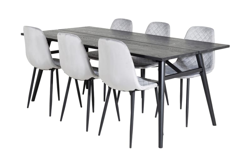 Ruokailuryhmä Sediza Jatkettava 195 cm 6 Yegua tuolia, Musta/Harmaa