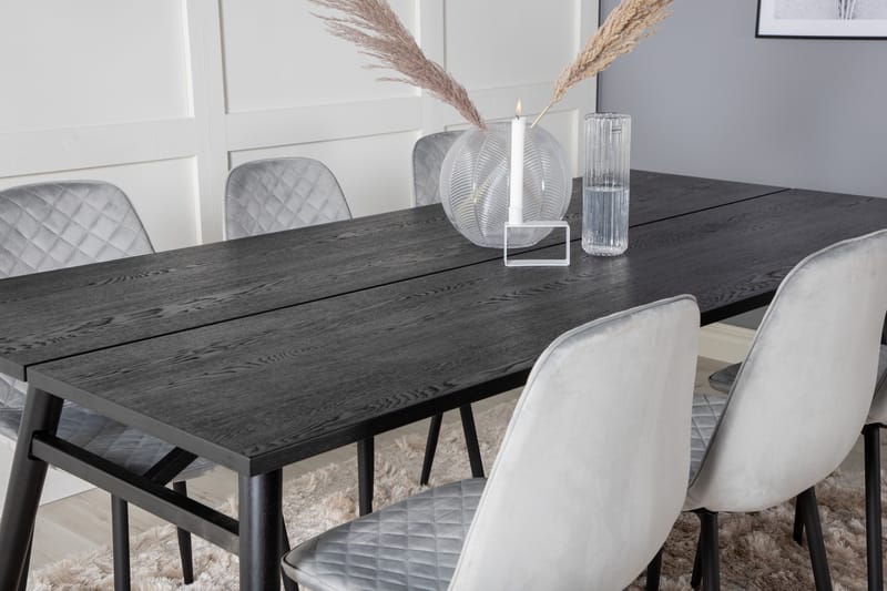 Ruokailuryhmä Sediza Jatkettava 195 cm 6 Yegua tuolia - Musta/Harmaa - Huonekalut - Pöytä & ruokailuryhmä - Ruokailuryhmä