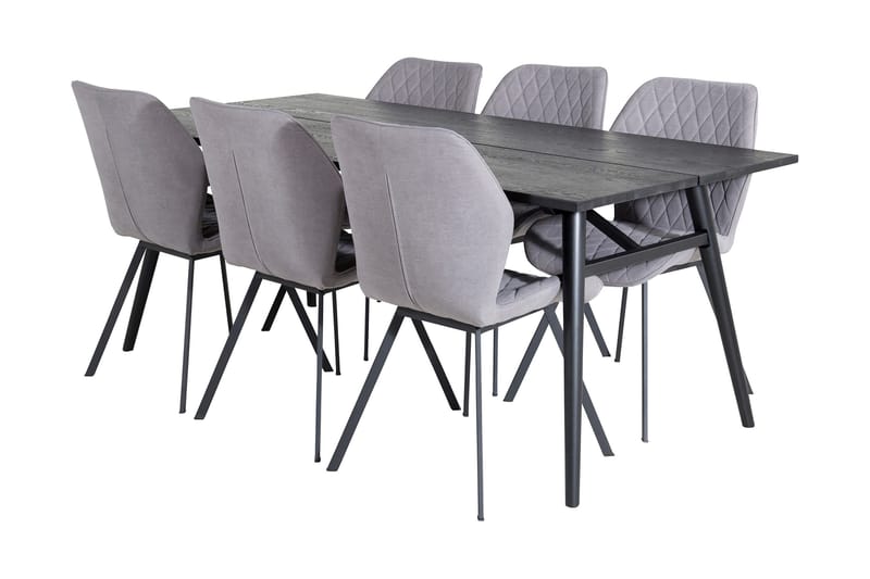 Ruokailuryhmä Sediza Jatkettava 195cm 6 Pombriego tuolia, Musta/Harmaa