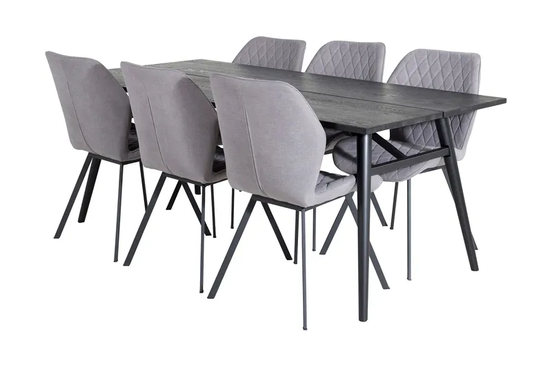Ruokailuryhmä Sediza Jatkettava 195cm 6 Pombriego tuolia, Musta/Harmaa