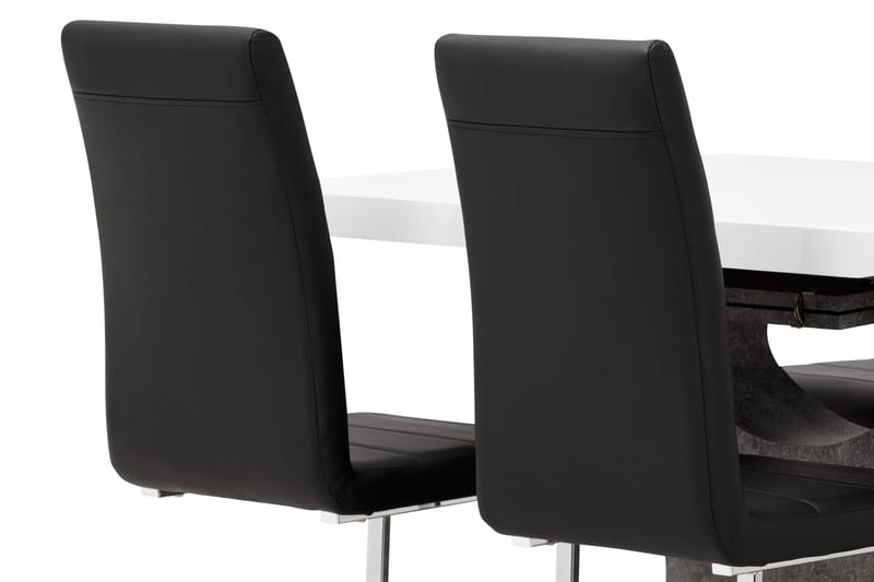 Ruokailuryhmä Seseli 140 cm 4 Abuzzo tuolia - Valkoinen/Betoni/Musta - Huonekalut - Pöytä & ruokailuryhmä - Ruokailuryhmä
