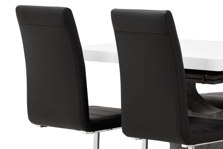 Ruokailuryhmä Seseli 140 cm 4 Abuzzo tuolia - Valkoinen/Betoni/Musta - Ruokailuryhmä