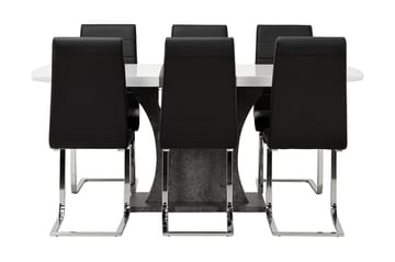 Ruokailuryhmä Seseli 140 cm 6 Abuzzo tuolia - Valkoinen/Betoni/Musta - Huonekalut - Pöytä & ruokailuryhmä - Ruokailuryhmä