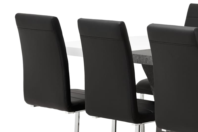Ruokailuryhmä Seseli 140 cm 6 Abuzzo tuolia - Valkoinen/Betoni/Musta - Huonekalut - Pöytä & ruokailuryhmä - Ruokailuryhmä