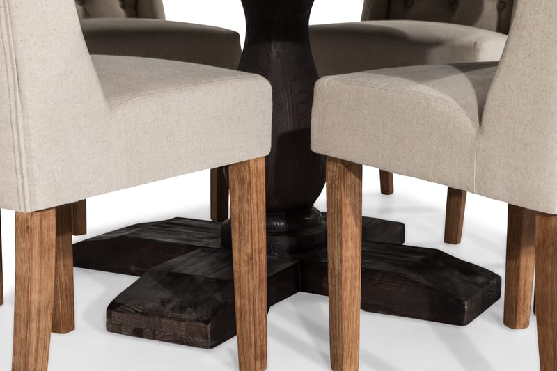 Ruokailuryhmä Suzon 150 cm Pyöreä 6 Isolde tuolia - Vintage puu/Beige - Huonekalut - Pöytä & ruokailuryhmä - Ruokailuryhmä