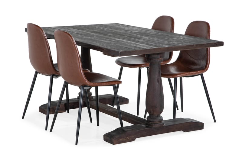 Ruokailuryhmä Suzon 160 cm 4 Naira tuolia - Ruskea - Huonekalut - Pöytä & ruokailuryhmä - Ruokailuryhmä