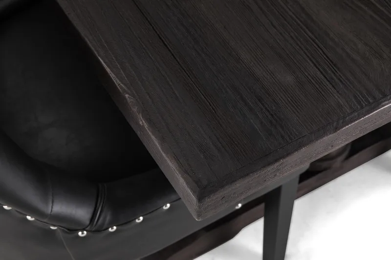 Ruokailuryhmä Suzon 200 cm 6 Hermione tuolia - Vintage puu/Musta PU - Huonekalut - Pöytä & ruokailuryhmä - Ruokailuryhmä