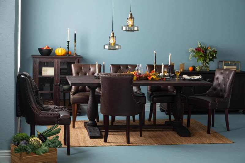 Ruokailuryhmä Suzon 200 cm 6 Hermione tuolia - Vintage puu/Ruskea - Huonekalut - Pöytä & ruokailuryhmä - Ruokailuryhmä