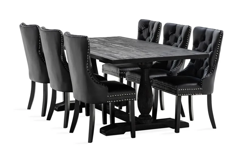 Ruokailuryhmä Suzon 200 cm 6 Lossmen tuolia Keinonahka, Ruskea