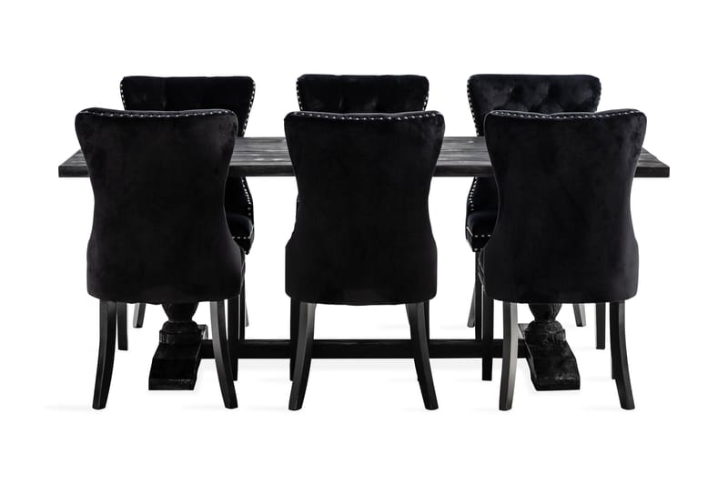 Ruokailuryhmä Suzon 200 cm 6 Lossmen tuolia Sametti - Ruskea - Säilytys - Säilytyskalusteet - Senkki