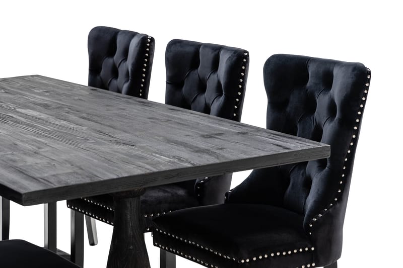 Ruokailuryhmä Suzon 200 cm 6 Lossmen tuolia Sametti - Ruskea - Säilytys - Säilytyskalusteet - Senkki