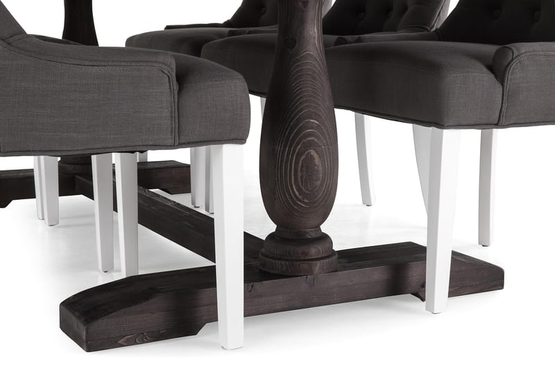 Ruokailuryhmä Suzon 200 cm 6 Ophelia tuolia - Vintage puu/Harmaa/Valkoinen - Huonekalut - Pöytä & ruokailuryhmä - Ruokailuryhmä