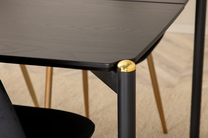 Ruokailuryhmä Trym 190 cm sis 6 Tommy samettituolia - Musta/Messinki - Huonekalut - Pöytä & ruokailuryhmä - Ruokailuryhmä