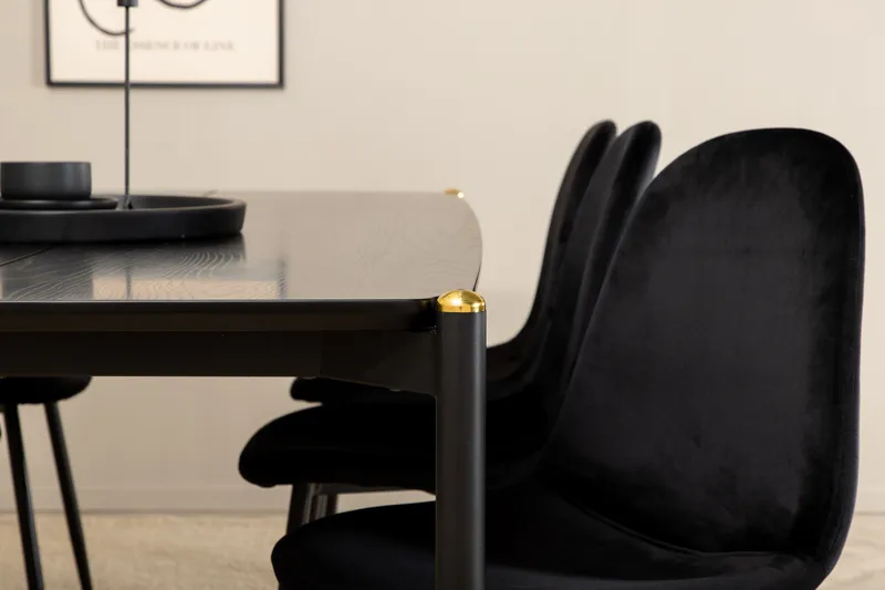 Ruokailuryhmä Trym 190 cm sis 6 Tommy tuolia - Musta - Huonekalut - Pöytä & ruokailuryhmä - Ruokailuryhmä