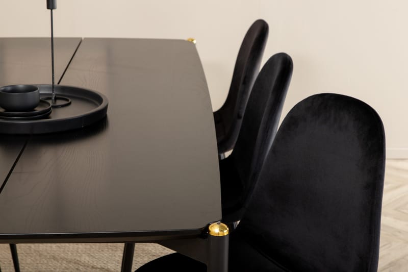 Ruokailuryhmä Trym 190 cm sis 6 Tommy tuolia - Musta - Huonekalut - Pöytä & ruokailuryhmä - Ruokailuryhmä