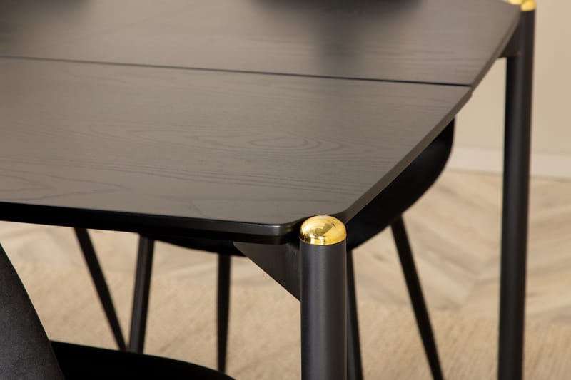 Ruokailuryhmä Trym 190 cm sis 6 Tommy tuolia - Musta - Huonekalut - Pöytä & ruokailuryhmä - Ruokailuryhmä