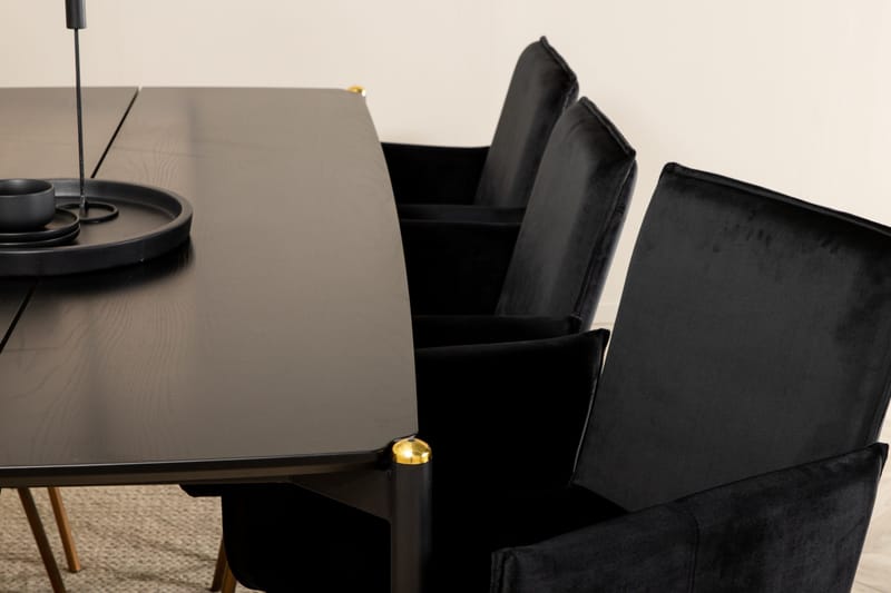 Ruokailuryhmä Trym 190 cm sis 6 Pipaon tuolia - Musta/Kupari - Huonekalut - Pöyt ä & ruokailuryhmä - Ruokailuryhmä