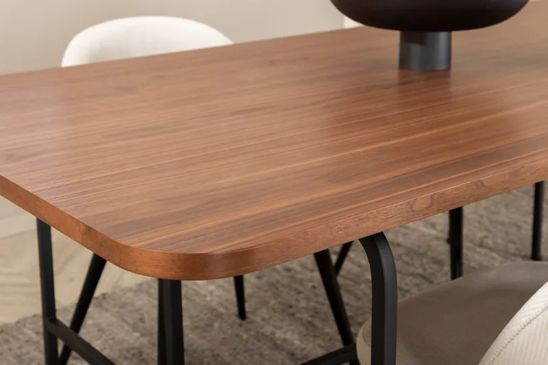 Ruokailuryhmä Unnao 200 cm sis 4 Chantor vakosamettituolia - Pähkinänruskea/Musta/Beige - Huonekalut - Pöytä & ruokailuryhmä - Ruokailuryhmä