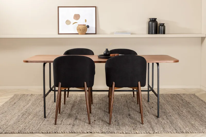 Ruokailuryhmä Unnao 200 cm sis 4 Labbetorp tuolia, Pähkinänruskea/Musta/Ruskea