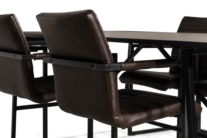 Ruokailuryhmä Valens 6 Dutch tuolia - Musta/Vintage Tummanruskea - Ruokailuryhmä