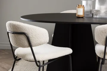 Ruokailuryhmä Venture Home Bootcut-ovaali ruokapöytä - musta / musta viilutettu +Chico-ruokatuoli - musta / valkoinen bouclé _6 Musta - Huonekalut - Pöytä & ruokailuryhmä - Ruokailuryhmä