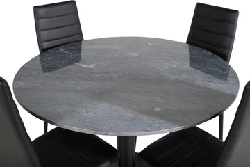 Ruokailuryhmä Venture Home Estelle-ruokailuryhmä 106 cm pyöreä, sisältää 4 Slim-tuolia Musta - Huonekalut - Pöytä & ruokailuryhmä - Ruokailuryhmä