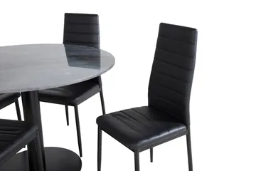 Ruokailuryhmä Venture Home Estelle-ruokailuryhmä 106 cm pyöreä, sisältää 4 Slim-tuolia Musta - Huonekalut - Pöytä & ruokailuryhmä - Ruokailuryhmä