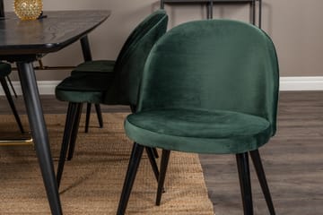 Ruokailuryhmä Venture Home Gold-ruokailuryhmä, jatkettava, 180–220 cm, suorakaiteen muotoinen, 6 Velvet-tuolia Musta/Vihreä - Huonekalut - Pöytä & ruokailuryhmä - Ruokailuryhmä