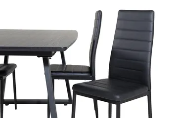 Ruokailuryhmä Venture Home Inca-jatkettava ruokailuryhmä 160 cm suorakaiteen muotoinen, sisältää 4 Slim-tuolia Musta - Huonekalut - Pöytä & ruokailuryhmä - Ruokailuryhmä