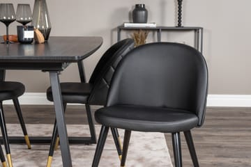 Ruokailuryhmä Venture Home Inca-jatkettava ruokailuryhmä 160 cm suorakaiteen muotoinen, sisältää 4 Velvet-tuolia Musta - Huonekalut - Pöytä & ruokailuryhmä - Ruokailuryhmä