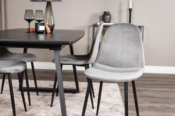 Ruokailuryhmä Venture Home Inca-jatkettava ruokailuryhmä 160 cm suorakaiteen muotoinen, sisältää 4 Polar-tuolia Musta/Vaaleanharmaa - Huonekalut - Pöytä & ruokailuryhmä - Ruokailuryhmä