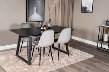 Ruokailuryhmä Venture Home Inca-jatkettava ruokailuryhmä 160 cm suorakaiteen muotoinen, sisältää 4 Polar-tuolia Musta/Vaaleanharmaa - Huonekalut - Pöytä & ruokailuryhmä - Ruokailuryhmä