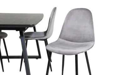 Ruokailuryhmä Venture Home Inca-jatkettava ruokailuryhmä 160 cm suorakaiteen muotoinen, sisältää 4 Polar-tuolia Musta/Vaaleanharmaa - Huonekalut - Pöytä & ruokailuryhmä - Ruokailuryhmä